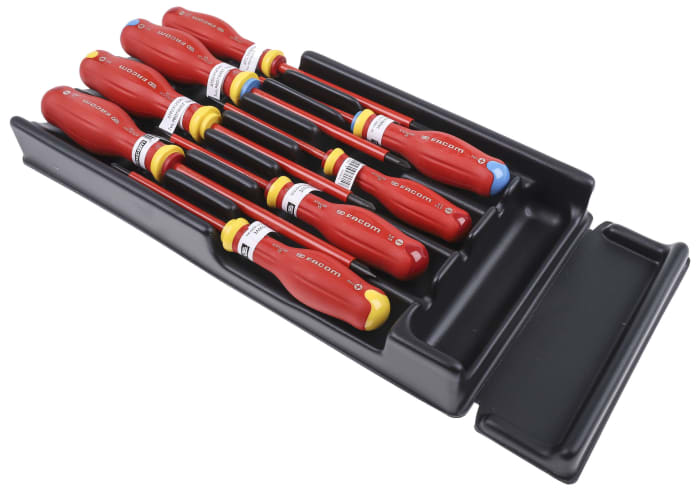 Facom Phillips Pozidriv Slotted Insulated Screwdriver Set 8 Piece