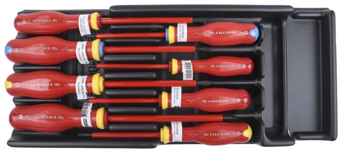 Facom Phillips Pozidriv Slotted Insulated Screwdriver Set 8 Piece