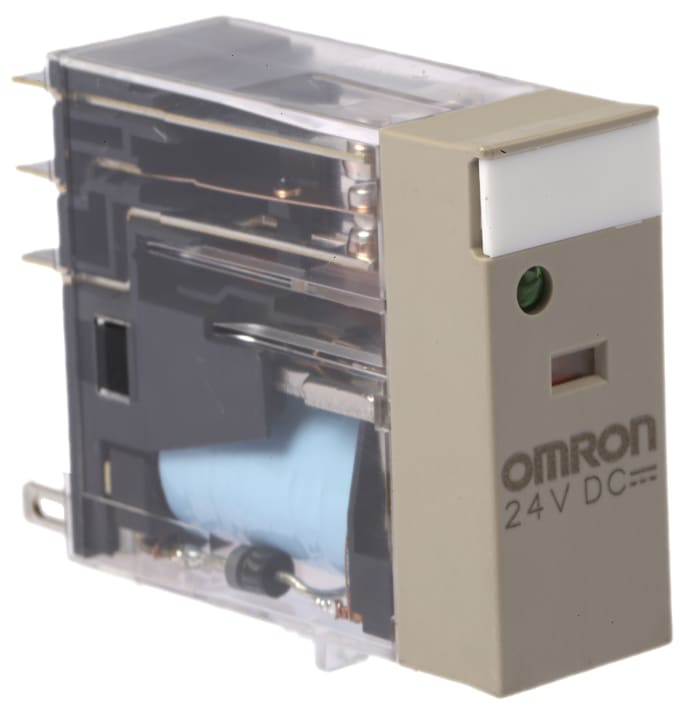 Relé de potencia sin enclavamiento Omron G2R de 2 polos, DPDT, bobina 24V dc, 5A, enchufable