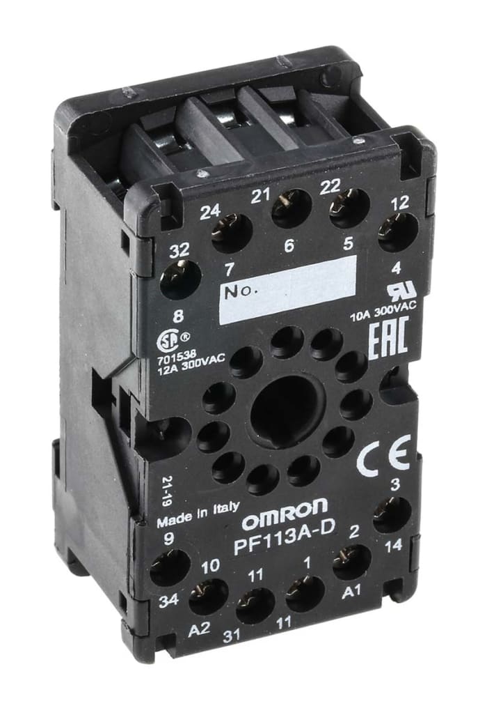 Omron 11 Pin 300V ac DIN Rail Relay Socket, for use with MKS Series