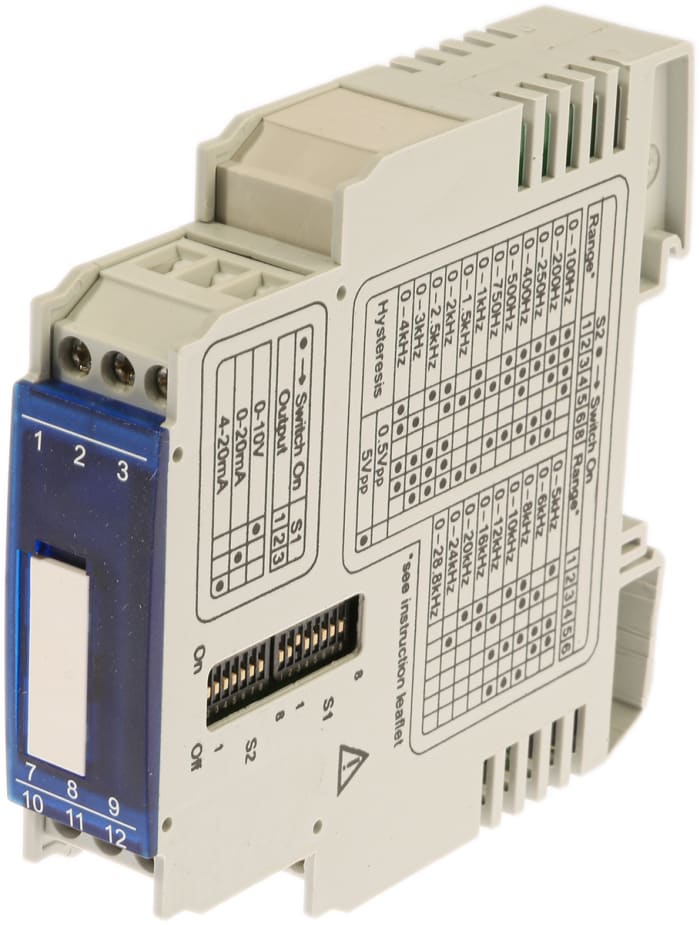RS PRO Signal Conditioner, Frequency Input, Current, Voltage Output, 16.8 → 30 V dc, 19.2 → 28.8V ac