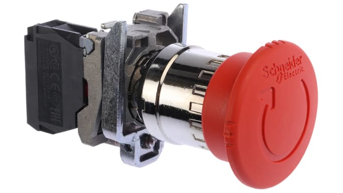 Schneider Electric Harmony XB4 Series Twist Release Emergency Stop Push Button, Panel Mount, 22mm Cutout, 1NC, IP66,