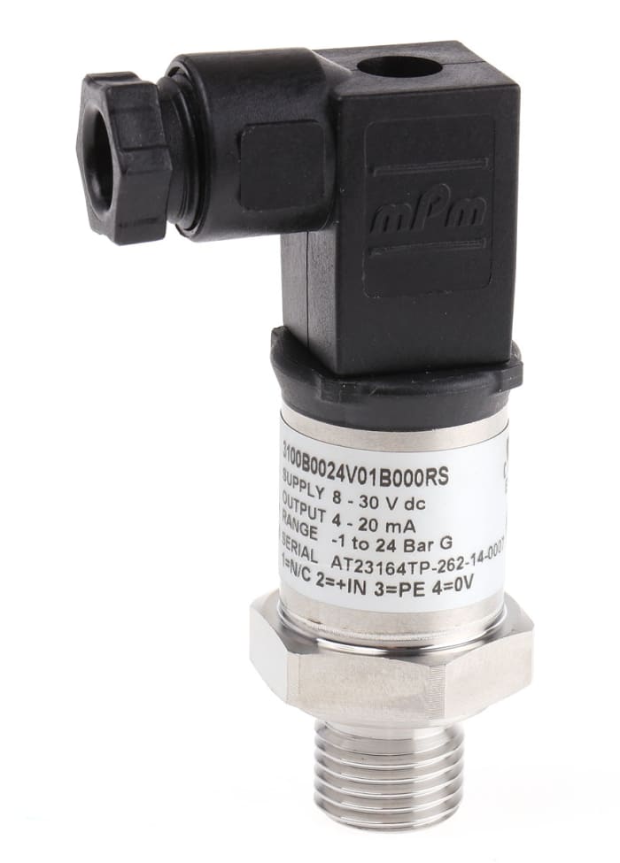 Gems Sensors Pressure Sensor, 0bar Min, 24bar Max, Current Output, Relative Reading