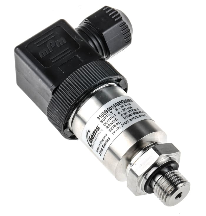 Gems Sensors Pressure Sensor, 0bar Min, 10bar Max, Current Output, Gauge Reading