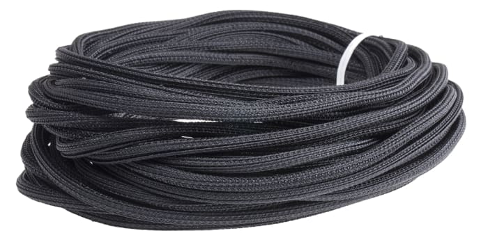 Alpha Wire Braided PET Black Cable Sleeve, 3.18mm Diameter, 15.24m Length, FIT Wire Management Series