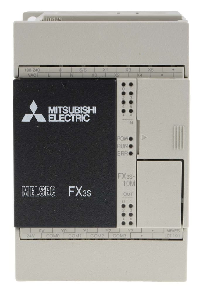 Mitsubishi Electric FX3S Series PLC CPU for Use with FX3 Series, Relay, Transistor Output, 6-Input, DC Input