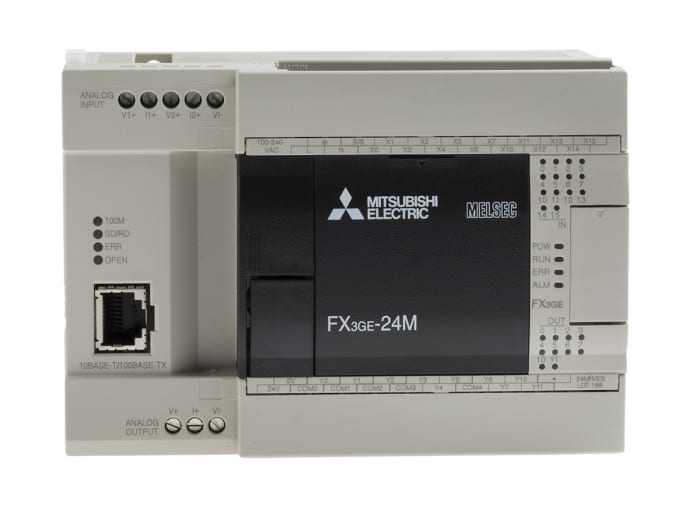 Mitsubishi FX3GE Series PLC CPU for Use with FX3 Series, Relay Output, 14-Input, DC Input