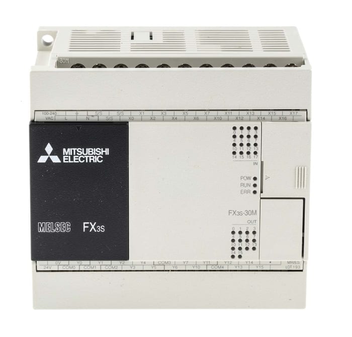 Mitsubishi FX3S Series PLC CPU for Use with FX3 Series, Relay, Transistor Output, 16-Input, DC Input