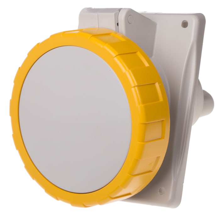 Scame IP66, IP67 Yellow Panel Mount 2P + E Heavy Duty Power Connector Socket, Rated At 32A, 110 V
