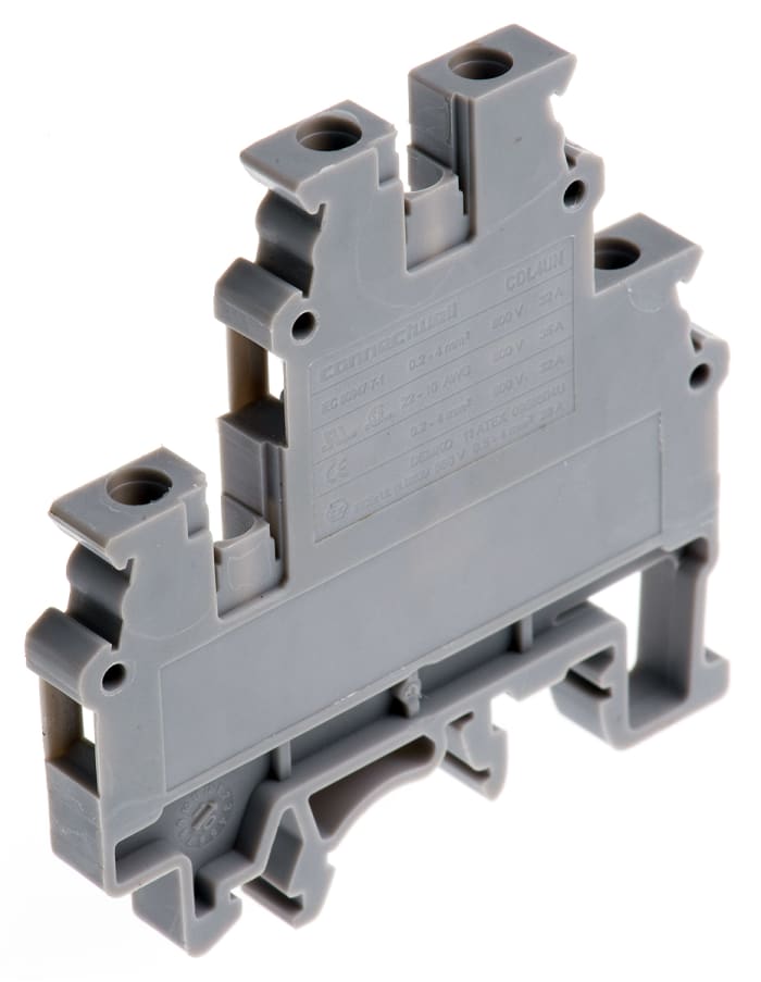 Bloc de jonction à deux étages RS PRO, 2.5mm², Gris