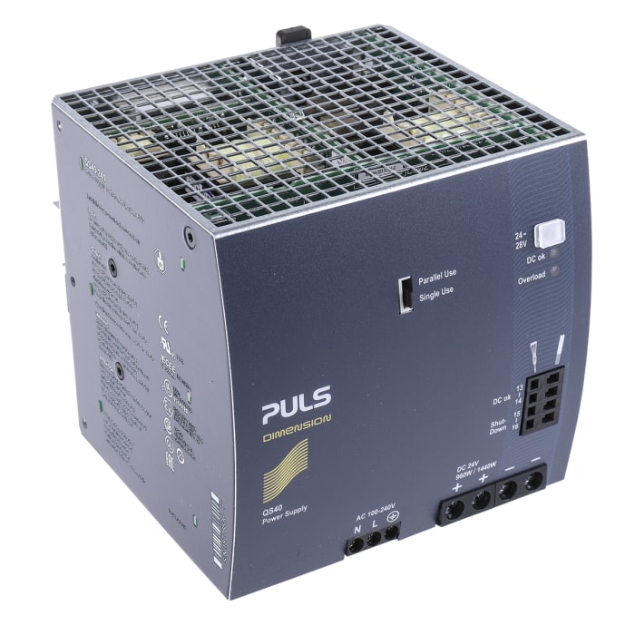 PULS DIMENSION Q Switched Mode DIN Rail Power Supply, 100 → 240V ac ac Input, 24V dc dc Output, 40A Output, 960W