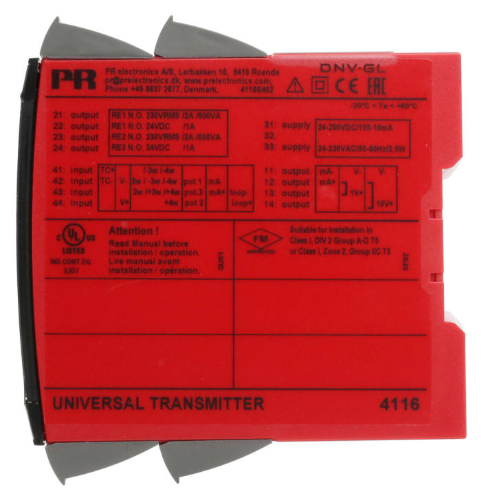 4116 PR Electronics PR Electronics 4100 Series Universal Transmitter