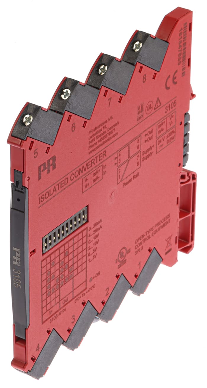 PR Electronics 3100 Series Isolating Signal Converter, Current, Voltage Input, Current, Voltage Output, 16.8 →