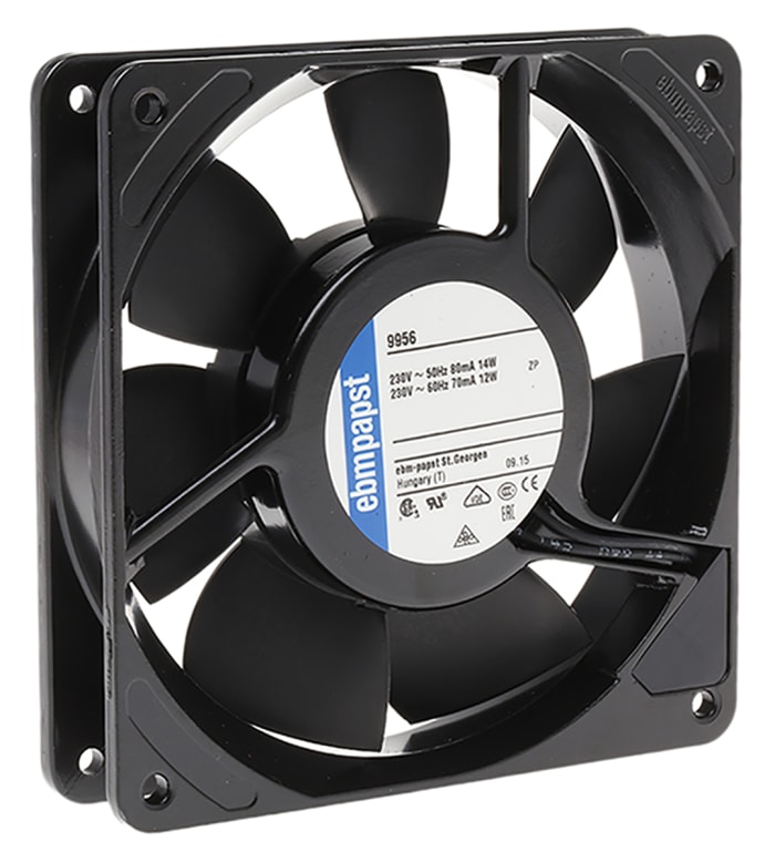 ebm-papst 4000 N Series Axial Fan Kit, 230 V ac, AC Operation, 146 m³/h @ 50 Hz, 170 m³/h @ 60 Hz, 18 W @ 60 Hz, 19.5 W