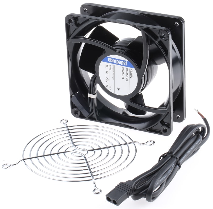 ebm-papst 4000 N Series Axial Fan Kit, 230 V ac, AC Operation, 146 m³/h @ 50 Hz, 170 m³/h @ 60 Hz, 18 W @ 60 Hz, 19.5 W