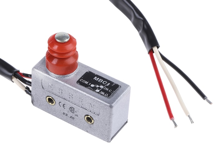 Microrupteur à bouton poussoir RS PRO, Précâblé, 1RT, 15 A 250V c.a.