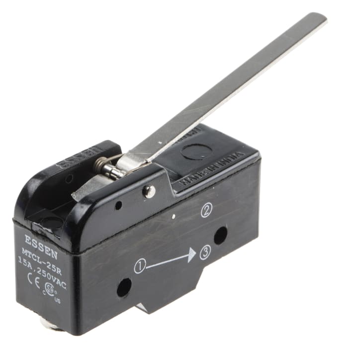 RS PRO Lever Micro Switch, Screw Terminal, 15 A @ 250 V ac, SP-CO