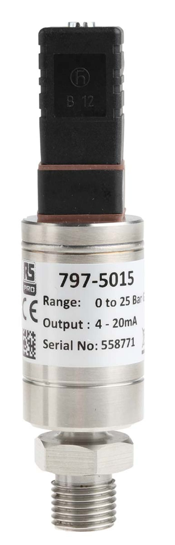 RS PRO Pressure Sensor, 0bar Min, 25bar Max, Current Output, Relative Reading