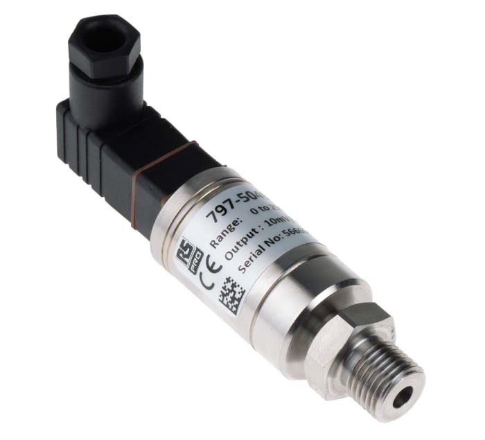 Sensor de presión manométrica RS PRO, 0bar → 250bar, G1/4, 3 → 12 V dc, salida Tensión, para Aire, Gas, Fluido