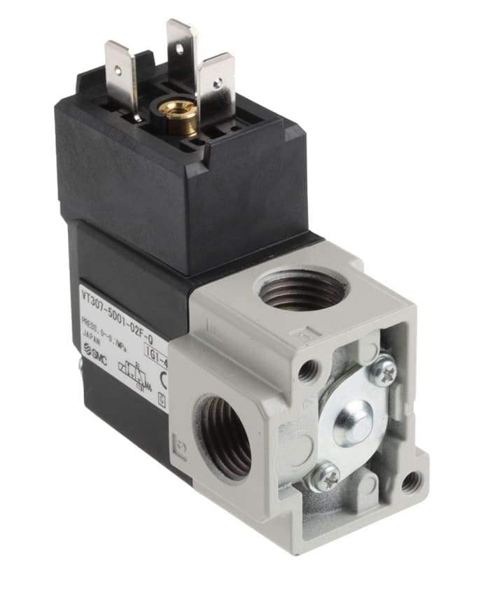 SMC 3/2 Pneumatic Solenoid Valve - Solenoid/Solenoid G 1/4 VT307 Series 24V dc