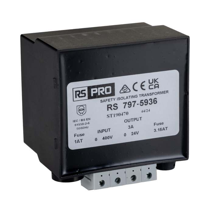 RS PRO 72VA DIN Rail Transformer, 400V ac Primary, 24V ac Secondary