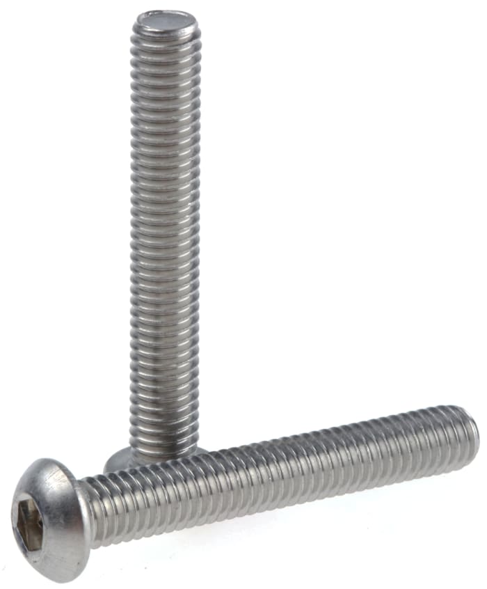 Tornillo Allen de botón RS PRO, M6 x 40mm, paso de rosca 1mm, de Acero Inoxidable