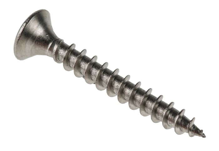 RS PRO Pozidriv Countersunk Stainless Steel Wood Screw, A2 304, 4mm Thread, 30mm Length