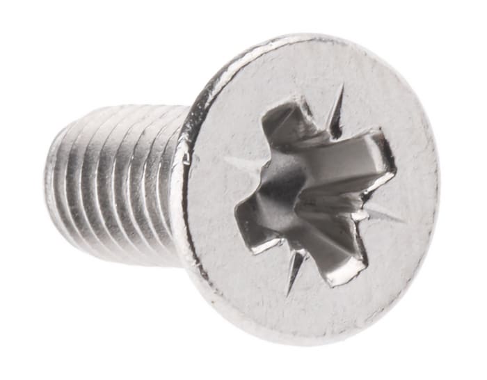 RS PRO Pozi M4 Countersunk A2 304 Stainless Steel Machine Screws DIN 965 x 10.0mm