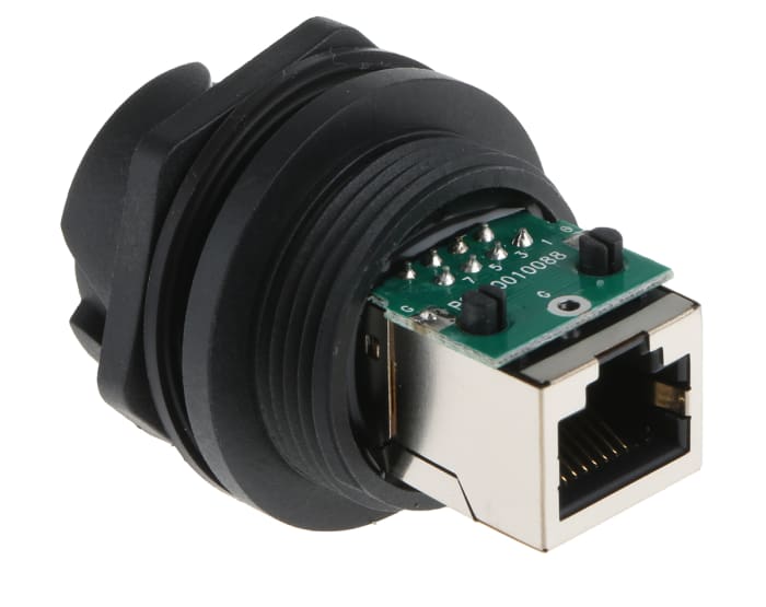 Amphenol Industrial MOD JACK Series Female RJ45 Connector, Panel Mount, Cat5e, STP Shield Straight 8/8 -Way