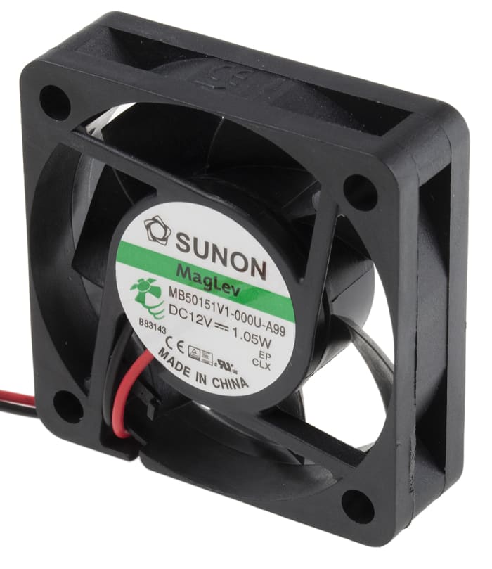 Sunon MB Series Axial Fan, 12 V dc, DC Operation, 29m³/h, 1.05W, 87mA Max, 50 x 15 x 50mm