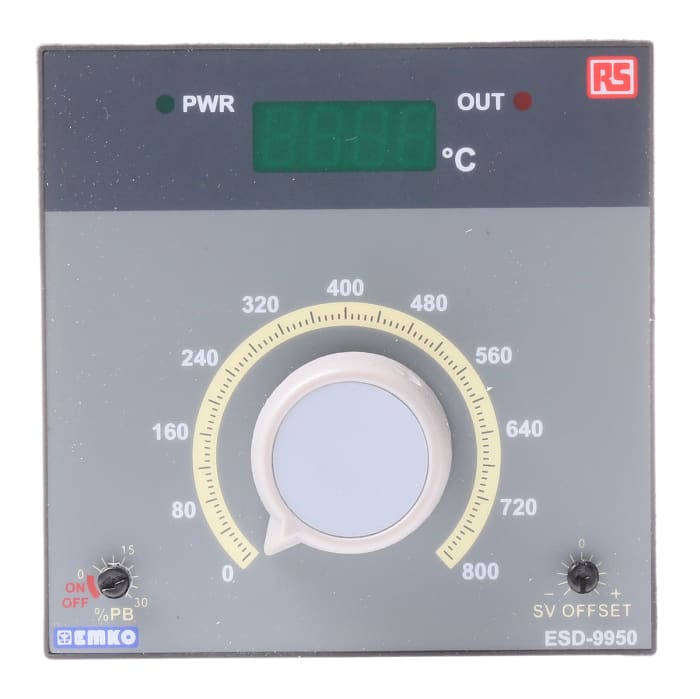 Regulátor teploty s vypínačem 230 V AC, rozsah: 0 → +800 °C
