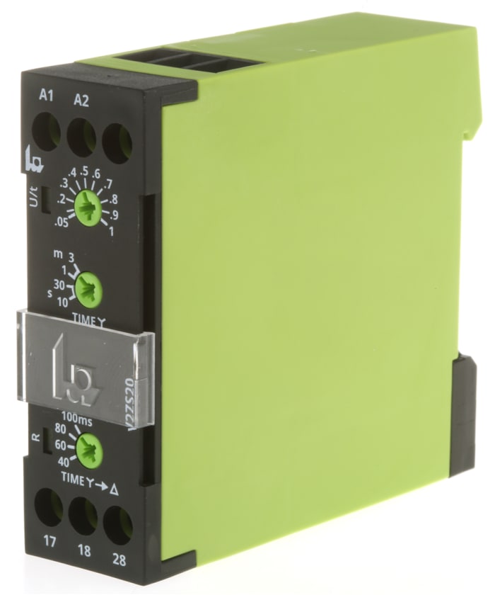 Tele V2ZS20 Series DIN Rail Mount Timer Relay, 12 → 240V ac/dc, 2-Contact, 0.5 → 10s, 1-Function, SPST