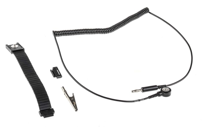 RS PRO ESD Grounding Wrist Strap & Cord Set With 4 mm Stud