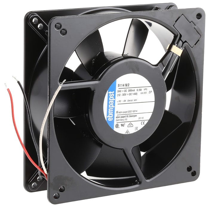 ebm-papst 5100 N Series Axial Fan, 24 V dc, DC Operation, 260m³/h, 9.5W, 135 x 135 x 38mm