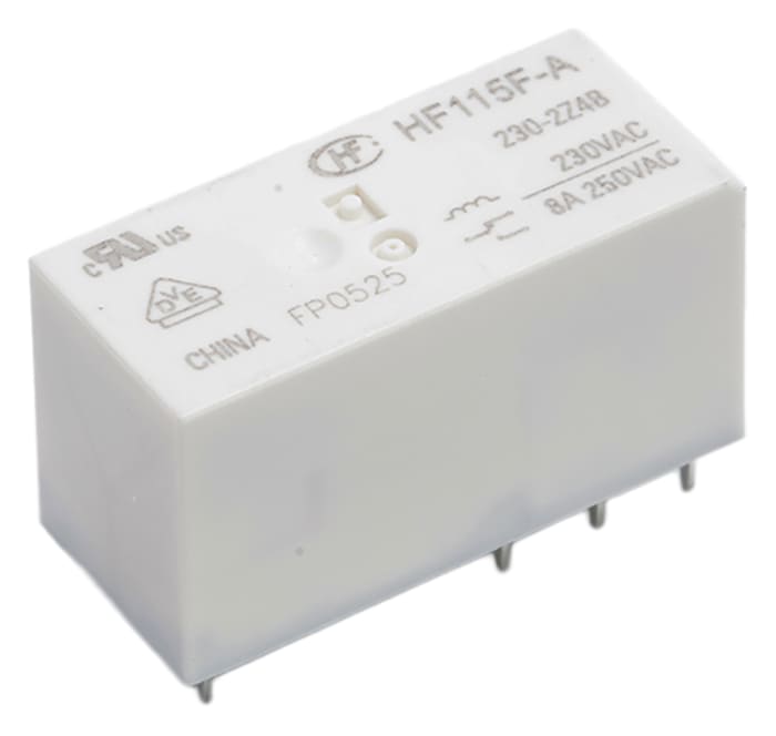 Relé de potencia sin enclavamiento RS PRO de 2 polos, DPDT, bobina 230V ac, 8A, Montaje en PCB