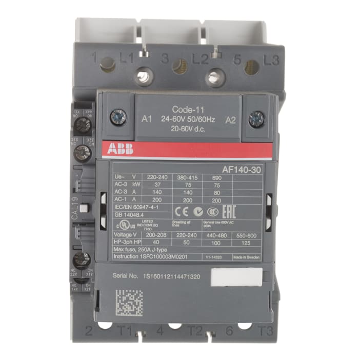 1SFL447002R1111 AF140-30-11B-11 ABB | ABB AF140 Contactor, 24V ac/dc ...