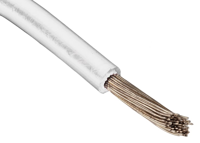 RS PRO White 0.08 mm² Equipment Wire, 28 AWG, 1/0.32 mm, 50m, ETFE Insulation