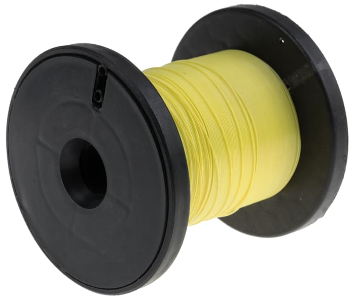Cable para Equipos RS PRO, área transversal 0,05 mm² Filamentos del Núcleo 1/0,25 mm Amarillo, 300 V, long. 50m, 30 AWG