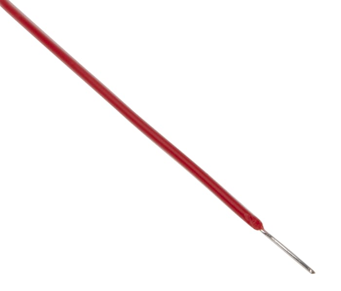 Cable para Equipos RS PRO, área transversal 0,05 mm² Filamentos del Núcleo 1/0,25 mm Rojo, 300 V, long. 50m, 30 AWG