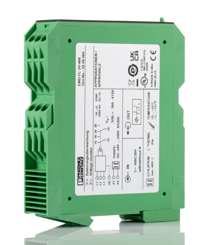 2866064 Phoenix Contact | Phoenix Contact Monitoring Relay, 3 Phase ...