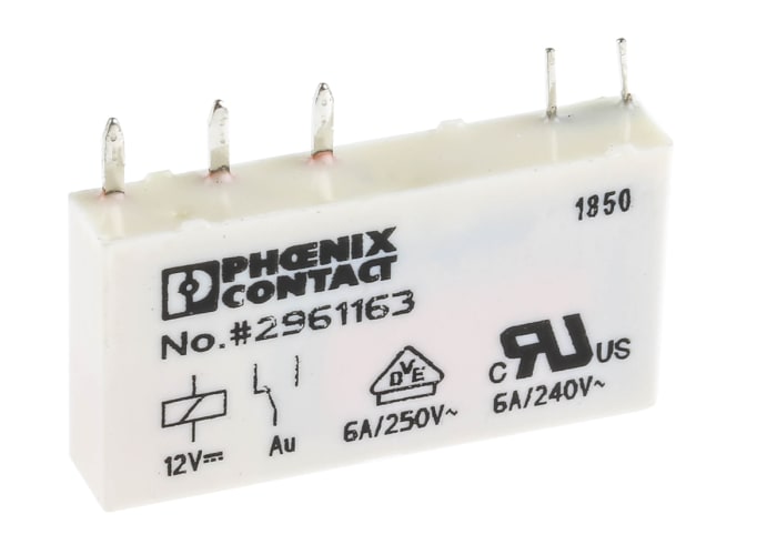 2961163 Phoenix Contact Phoenix Contact Spdt Relay Module Pcb Pin Terminal Pcb Mount 801 8024 Rs Components