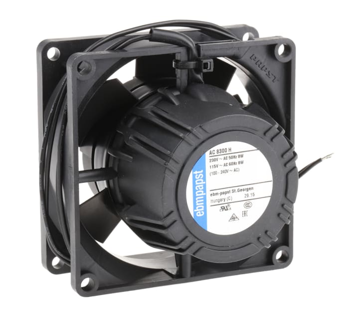 ebm-papst AC 8300 Series Axial Fan, 85 → 265 V ac, AC Operation, 80m³/h, 8.3W, 80 x 80 x 32mm