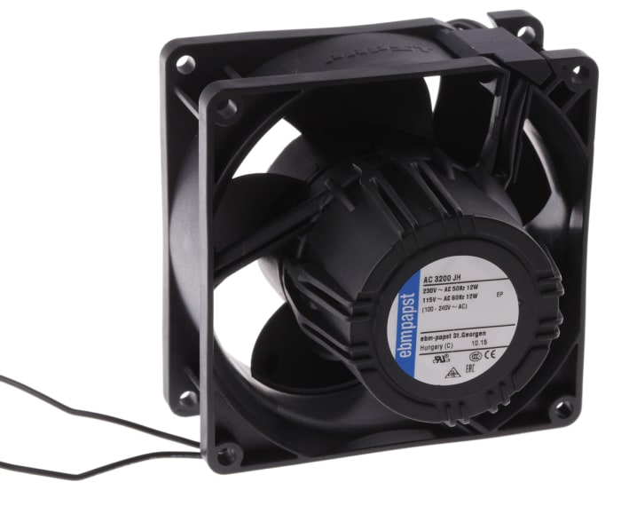Ventilateur axial AC 3200 J ebm-papst 85 → 265 V c.a., 144m³/h, 92 x 92 x 38mm, 12W