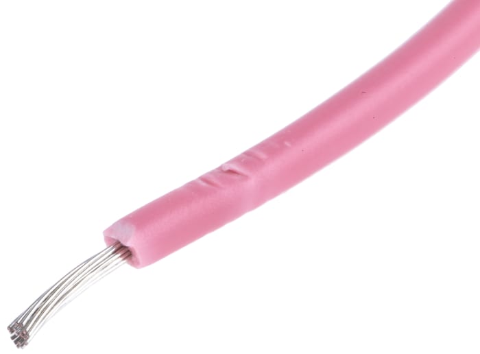 RS PRO Pink 0.5mm² Hook Up Wire, 22 AWG, 16/0.2 mm, 100m, PVC TI3 Insulation