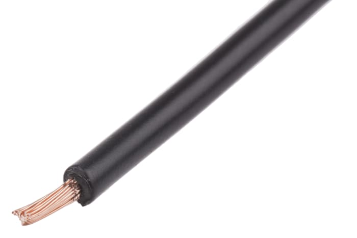 RS PRO Black 1 mm² Tri-rated Cable, 18 AWG, 32/0.2 mm, 100m, PVC Insulation