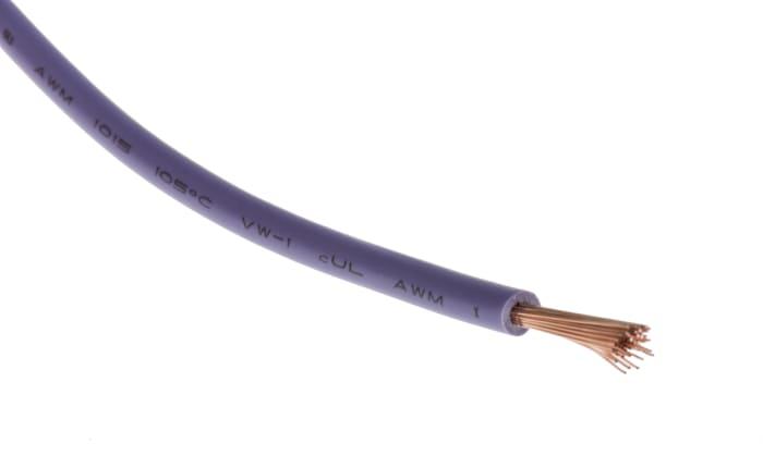 RS PRO Purple 2.5 mm² Tri-rated Cable, 14 AWG, 50/0.25 mm, 100m, PVC Insulation