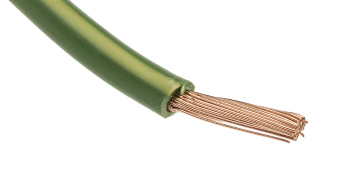 RS PRO Green/Yellow 2.5 mm² Tri-rated Cable, 14 AWG, 50/0.25 mm, 100m, PVC Insulation