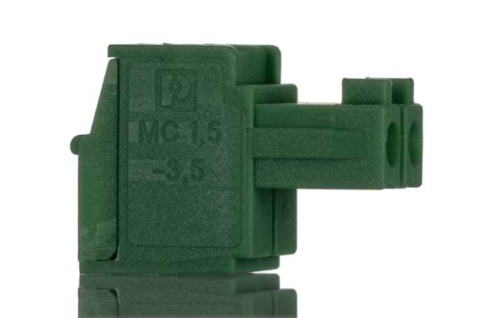 Phoenix Contact, 3.5mm Pitch, MC 1.5/ 2-ST-3.5, 2 Way, , Pluggable Terminal Block, Plug, Cable Mount, Screw