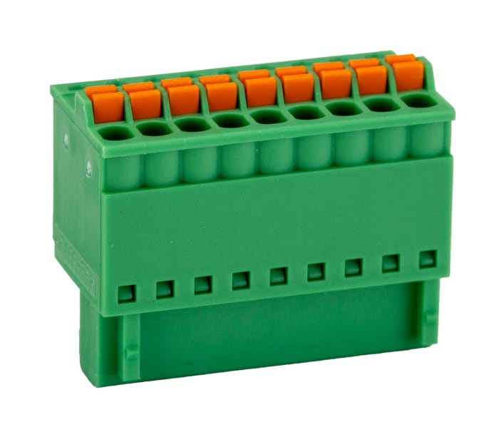 Phoenix Contact, 2.5mm Pitch, FK-MC 0.5/ 9-ST-2.5, 9 Way, , Pluggable Terminal Block, Plug, Cable Mount, Spring Cage