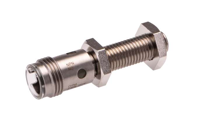 Omron Inductive Threaded Barrel Proximity Sensor, M8, 2 mm Detection, NPN NO, 12 → 24 V dc